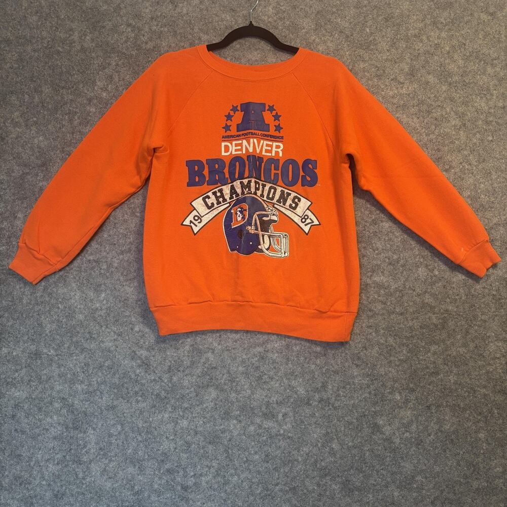 Champions Sweatshirt Mens Size Medium Orange Denver Broncos NFL Football AFC Vtg